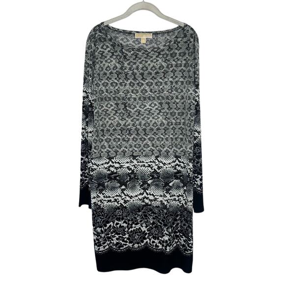 Michael Kors Dresses & Skirts - Michael Kors Women’s Black Gray Snake Print Long Sleeve Dress Size XL